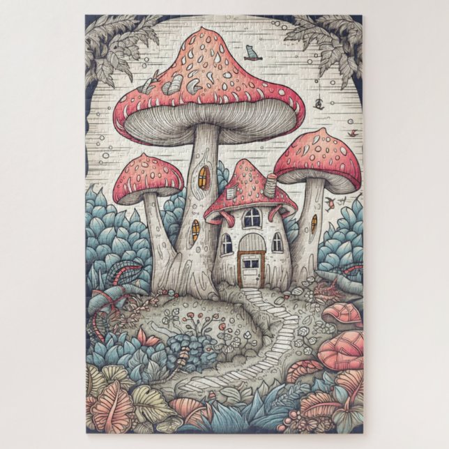 Illustration des kreativen Psychedelic Mushroom Ho Puzzle (Vertikal)