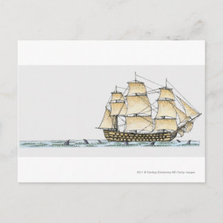 Illustration des Kriegsschiffs des späten 18. Jahr Postkarte