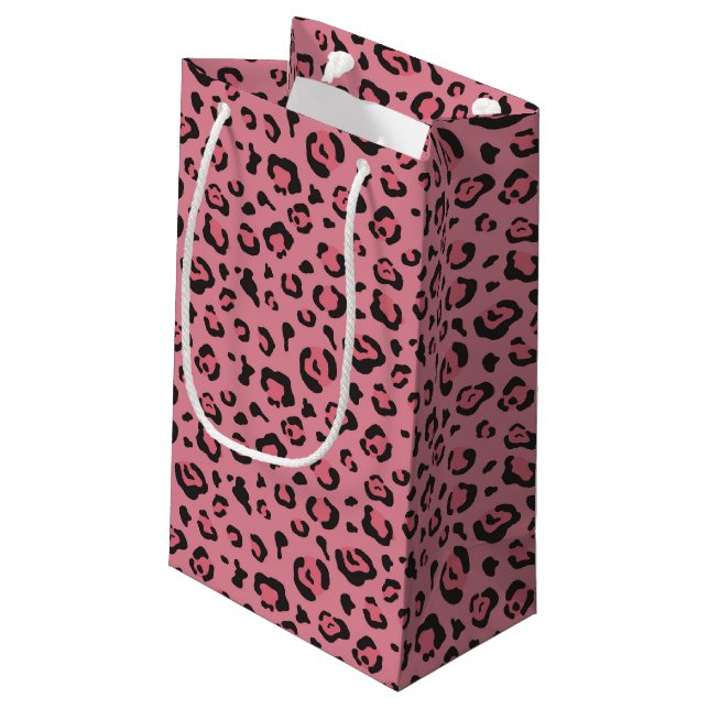 Illustration des Leopard-Rosa-Tieres Kleine Geschenktüte (Rückseite Schrägansicht)