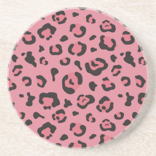 Illustration des Leopard-Rosa-Tieres Sandstein Untersetzer