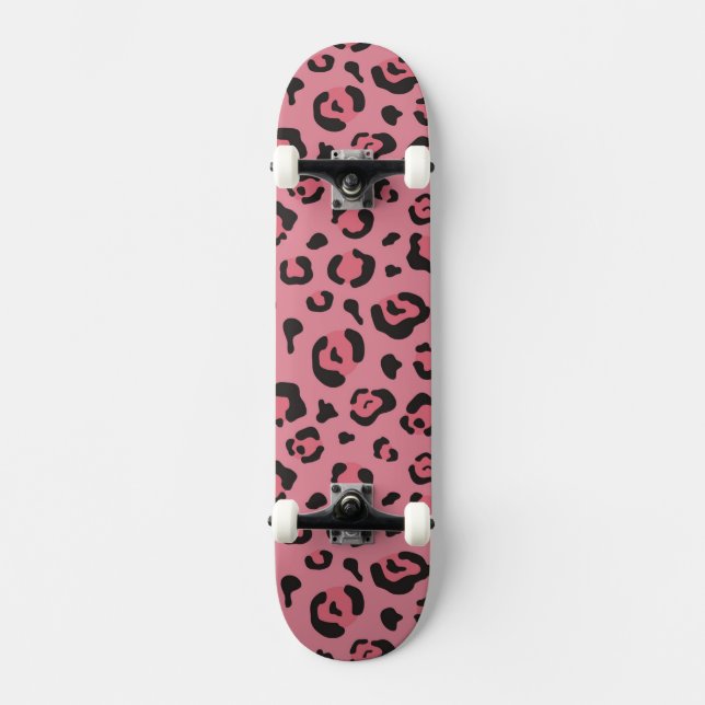 Illustration des Leopard-Rosa-Tieres Skateboard (Vorderseite)