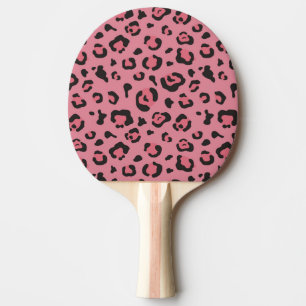 Illustration des Leopard-Rosa-Tieres Tischtennis Schläger