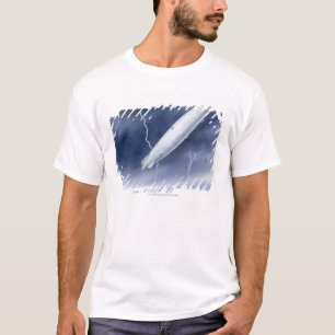 Illustration des Luftschiffs, das durch Blitz T-Shirt