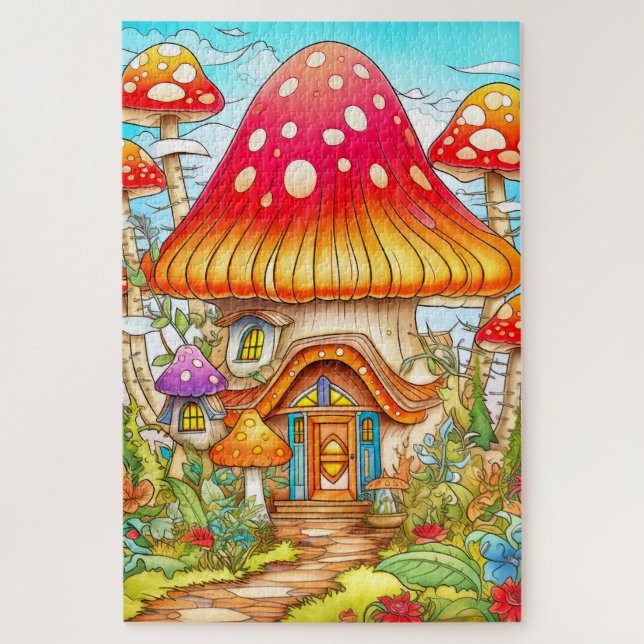 Illustration des Magischen Mushroom House Puzzle (Vertikal)