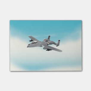 Illustration des militärischen Flugzeug A10 Post-it Klebezettel