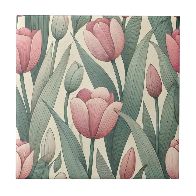 Illustration des Muster-Musters Pastel Tulip Garde Fliese (Vorderseite)