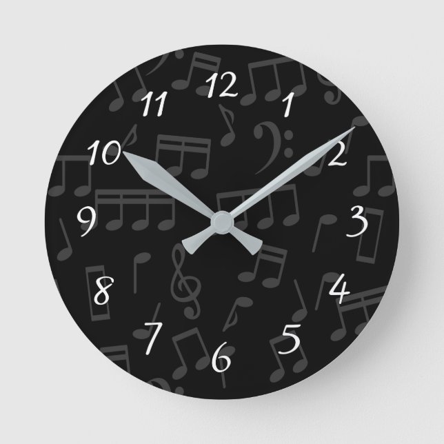 Illustration des Musters für musikalische Notizen Runde Wanduhr (Vorderseite)
