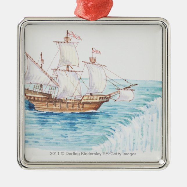 Illustration des nähernden Randes des Schiffs des Silbernes Ornament (Vorne)