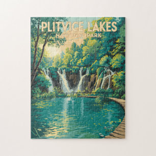 Illustration des Nationalparks Plitvicer Seen Reis Puzzle