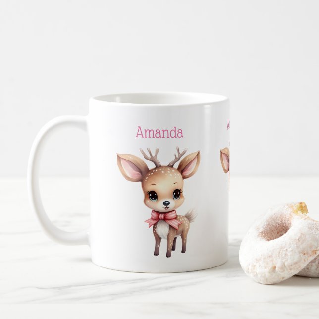Illustration des niedlichen Cartoon für Hirsche Kaffeetasse (Mit Donut)