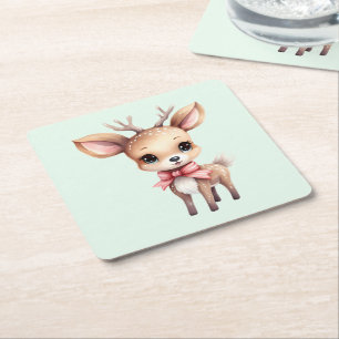 Illustration des niedlichen Cartoon für Hirsche Rechteckiger Pappuntersetzer