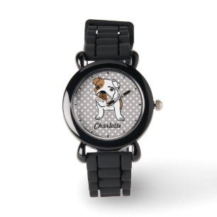 Illustration des niedlichen Englischen Bulldog Armbanduhr