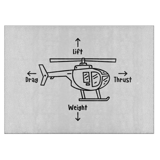 Illustration des niedlichen Hubschraubers mit vier Schneidebrett (Vorderseite)