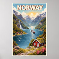 Illustration des norwegischen Fjords, Reise Kunst 