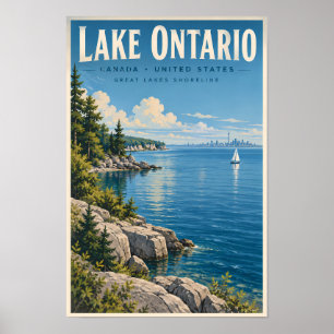 Illustration des Ontariosees Reise Kunst Vintage Poster