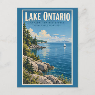 Illustration des Ontariosees Reise Kunst Vintage Postkarte
