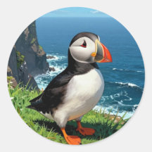 Illustration des Papageientauchers am Meer