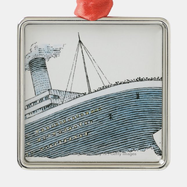 Illustration des Passagiers fallend vom Silbernes Ornament (Vorne)