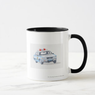 Illustration des Polizeiwagens mit zwei Polizisten Tasse