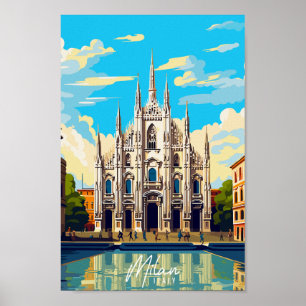 Illustration des Reiseortes Mailand Italien Poster
