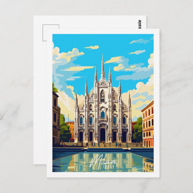 Illustration des Reiseortes Mailand Italien Postkarte (Vorne/Hinten)
