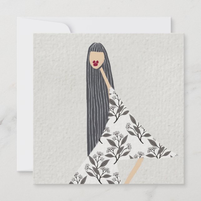 Illustration des roten Lipsticks Einladung (Vorderseite)