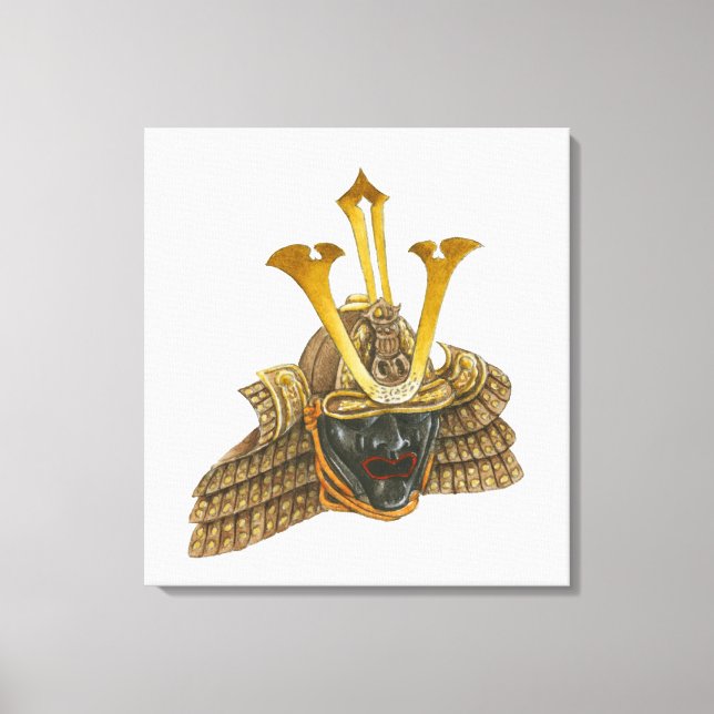 Illustration des Samurai-Helms aus dem 16. Jahrhun Leinwanddruck (Vorderseite)