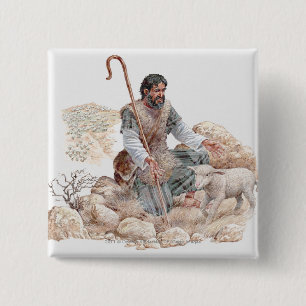 Illustration des Schäfers seine verlorenen Schafe Button