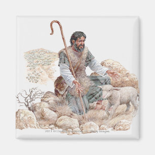 Illustration des Schäfers seine verlorenen Schafe Magnet