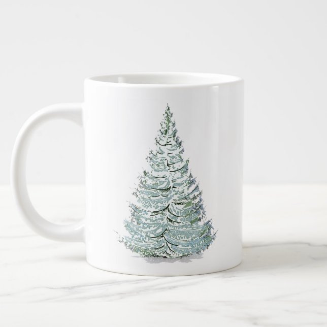 Illustration des schneebedeckten Spruce-Baumes Jumbo-Tasse (Links)