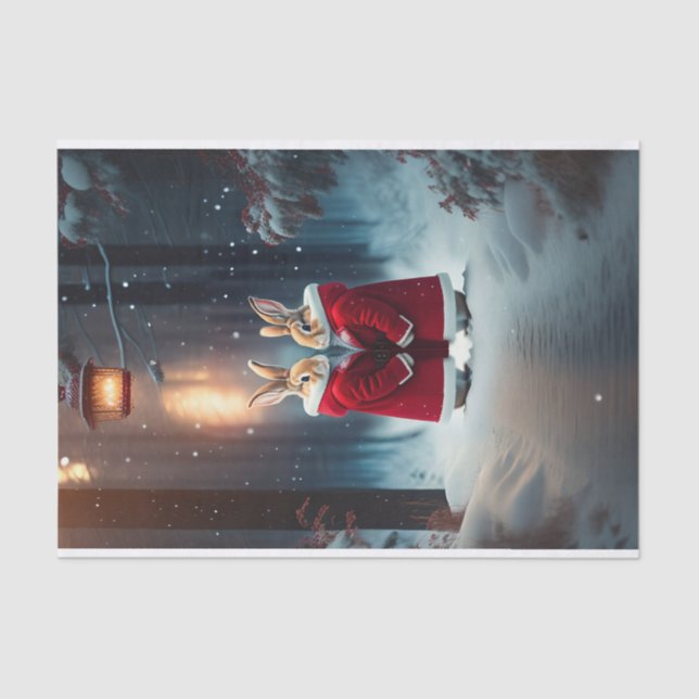 Illustration des Schneewaldes bei Kaninchen Seidenpapier (Vorderseite)