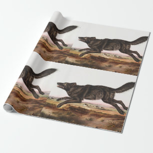 Illustration des Schwarzen Amerikanischen Wolfes ( Geschenkpapier