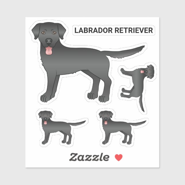 Illustration des schwarzen Labrador Retriever Cart Aufkleber (Blatt)