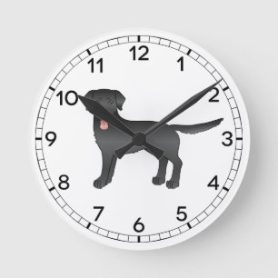 Illustration des schwarzen Labrador Retriever Cart Runde Wanduhr