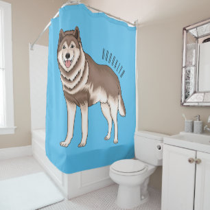 Illustration des sibirischen Husky-Cartoon Duschvorhang