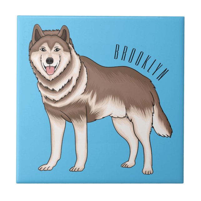 Illustration des sibirischen Husky-Cartoon Fliese (Vorderseite)