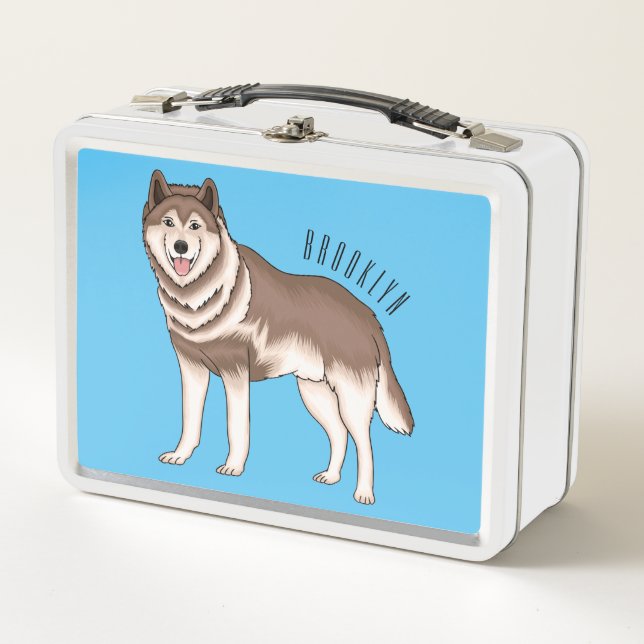 Illustration des sibirischen Husky-Cartoon Metall Brotdose (Vorderseite)