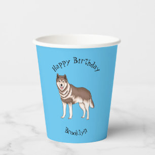 Illustration des sibirischen Husky-Cartoon Pappbecher