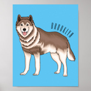 Illustration des sibirischen Husky-Cartoon Poster
