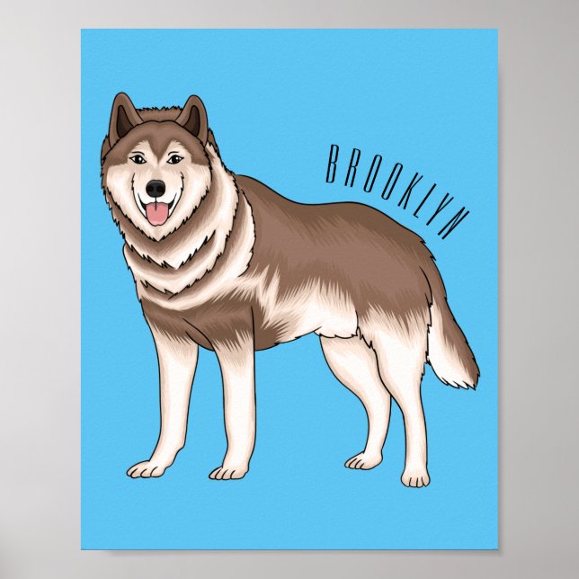 Illustration des sibirischen Husky-Cartoon Poster (Vorne)