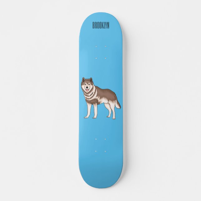 Illustration des sibirischen Husky-Cartoon Skateboard (Vorne)