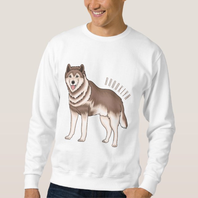 Illustration des sibirischen Husky-Cartoon Sweatshirt (Vorderseite)