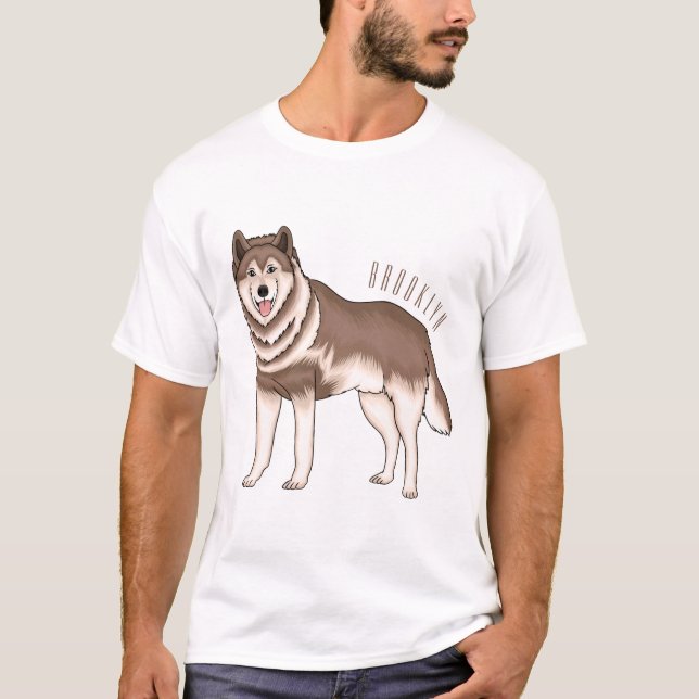 Illustration des sibirischen Husky-Cartoon T-Shirt (Vorderseite)