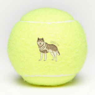 Illustration des sibirischen Husky-Cartoon Tennisbälle