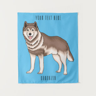 Illustration des sibirischen Husky-Cartoon Wandteppich
