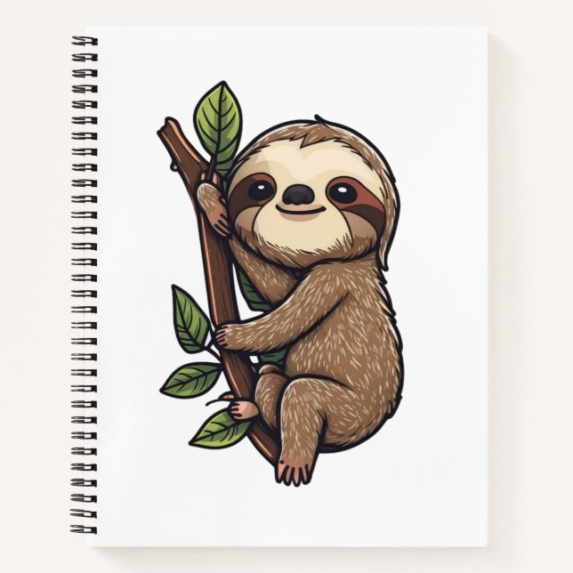 Illustration des Sloth Cartoon Notizbuch (Vorderseite)
