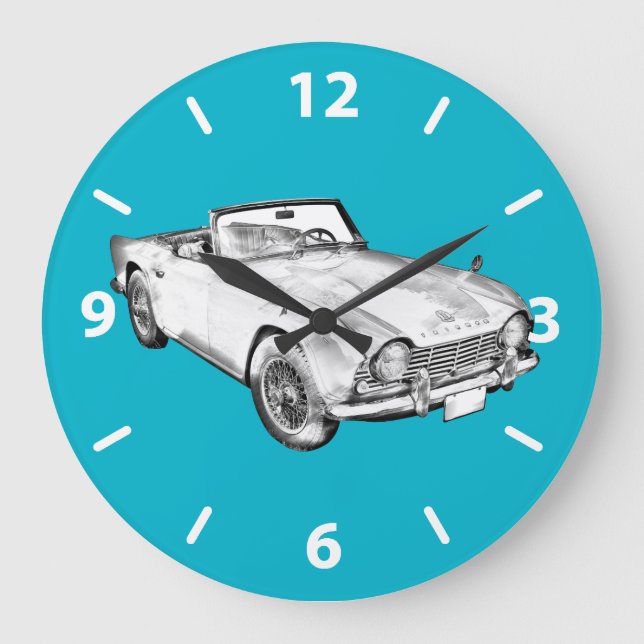 Illustration des Sport-Autos Triumphs Tr4 Große Wanduhr (Vorderseite)
