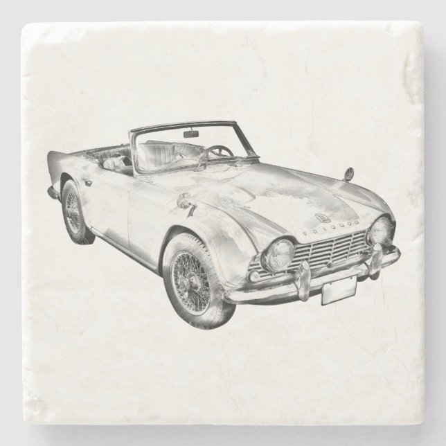 Illustration des Sport-Autos Triumphs Tr4 Steinuntersetzer (Vorderseite)