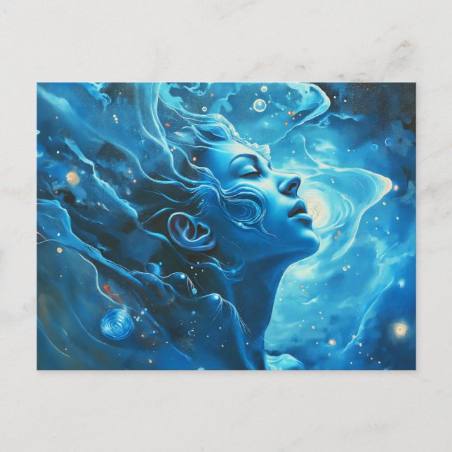 Illustration des Sternzeichens Aquarius Postkarte (Vorderseite)