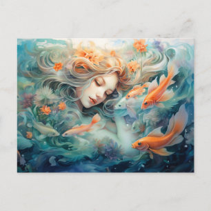 Illustration des Sternzeichens Fische Postkarte